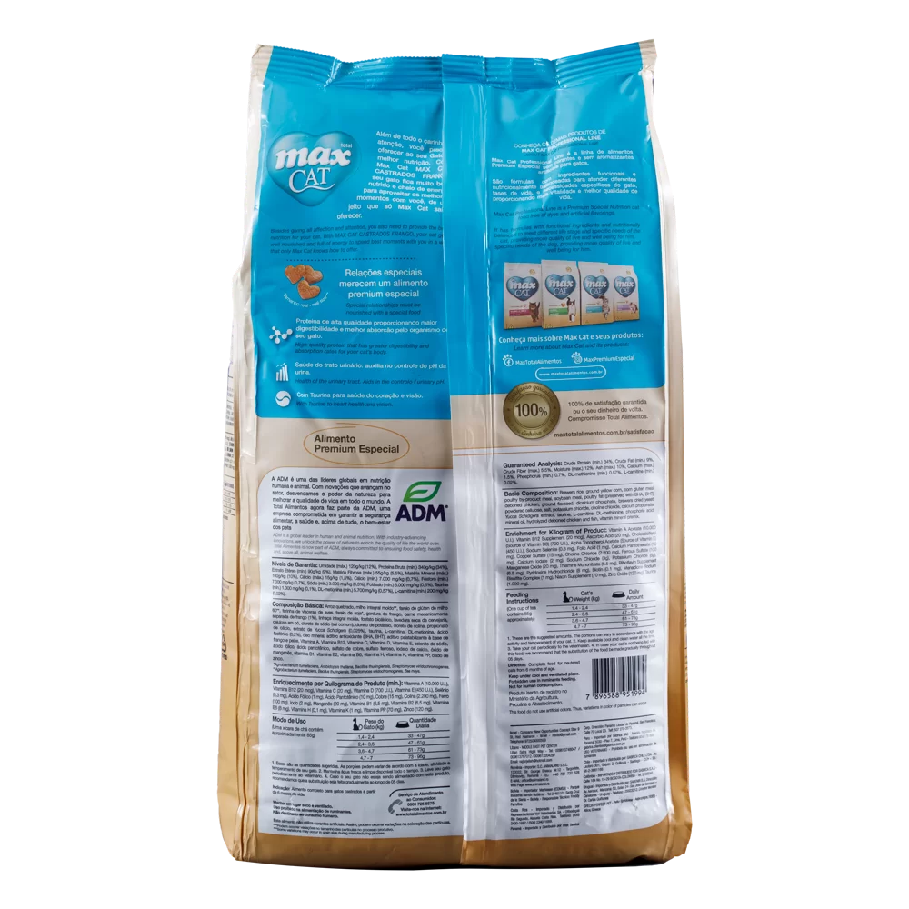 Alimento Max Cat Castrado para Gatos Adultos sabor a Pollo