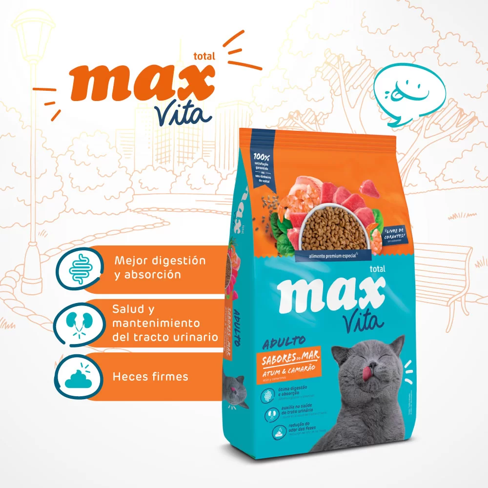 Alimento Max Vita Sabores del mar Atun y Camaron para Gatos Adultos