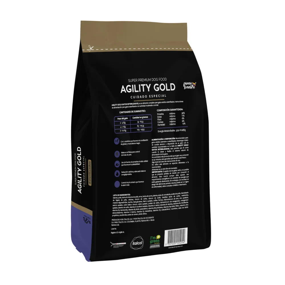 Alimento Agility Gold Castrado para Gato Adulto Esterilizado