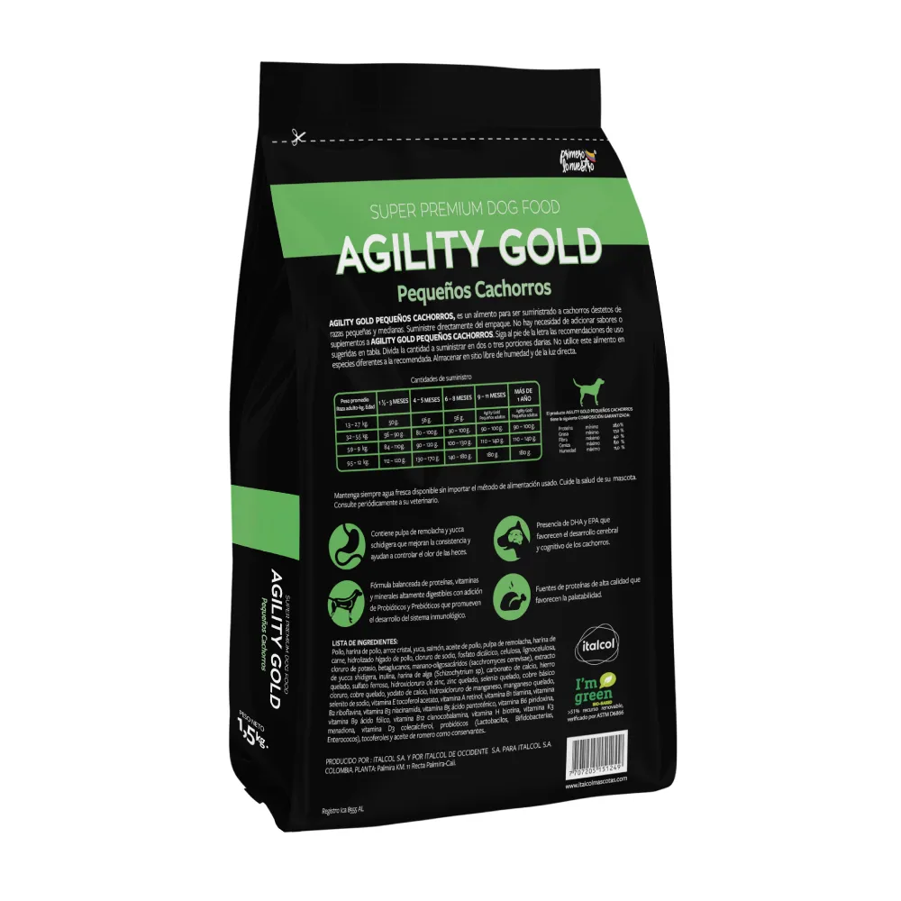Alimento Agility Gold Pequeños Cachorros para Perros Puppy de Razas Pequeñas