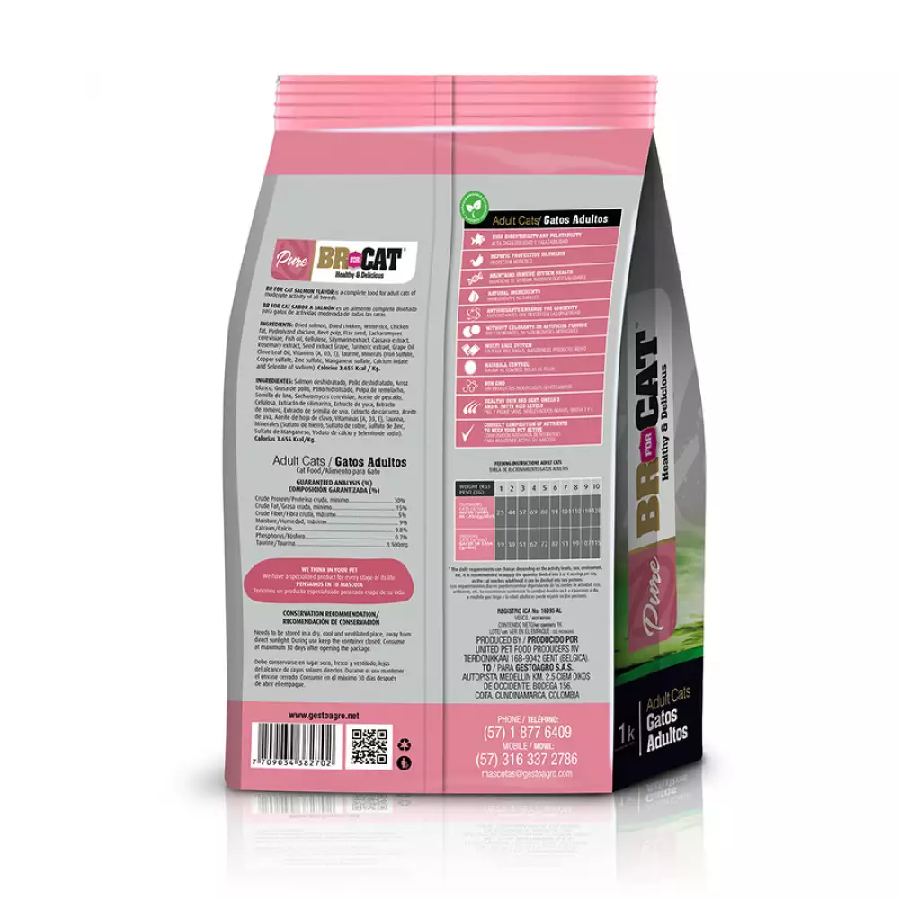Alimento BR For Cat Pure para Gato Adulto sabor Salmón