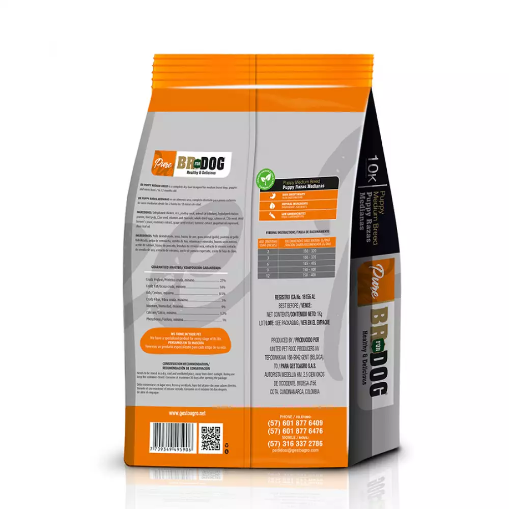 Alimento BR For Dog Pure Puppy para Perro Cachorro Razas Medianas y Grandes