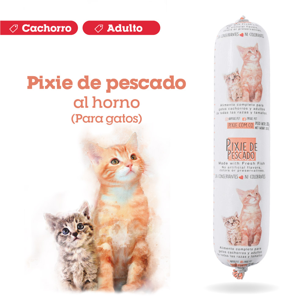 Alimento Congelado Pixie para Gato Pescado Barf Dieta Horneada