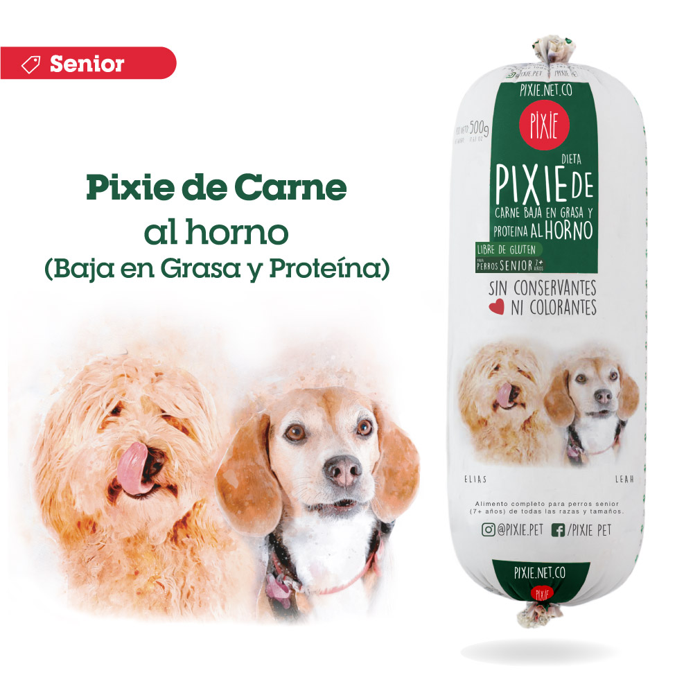 Alimento Congelado Pixie para Perro Sabor Carne Baja en Grasa Barf Dieta Horneada