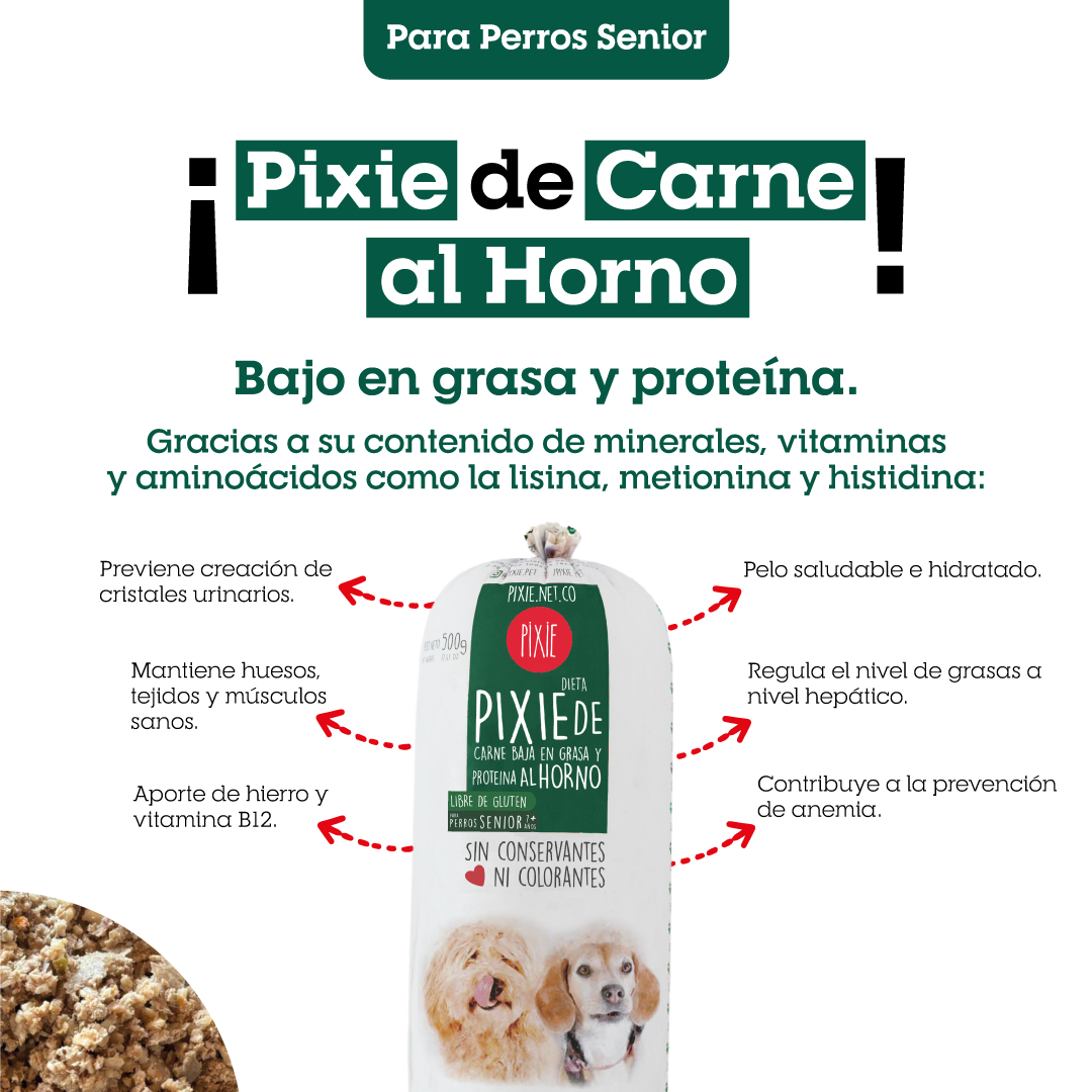 Alimento Congelado Pixie para Perro Sabor Carne Baja en Grasa Barf Dieta Horneada