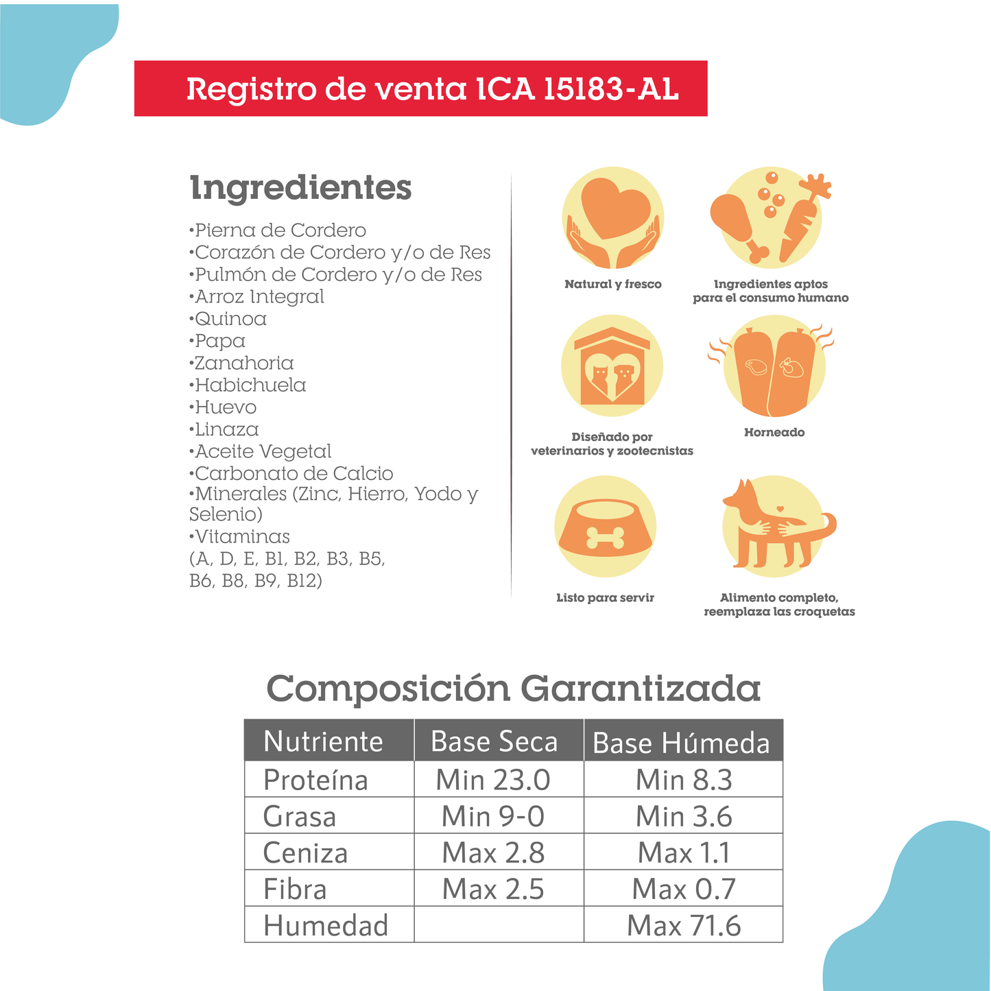 Alimento Congelado Pixie para Perro Sabor Cordero Barf Dieta Horneada