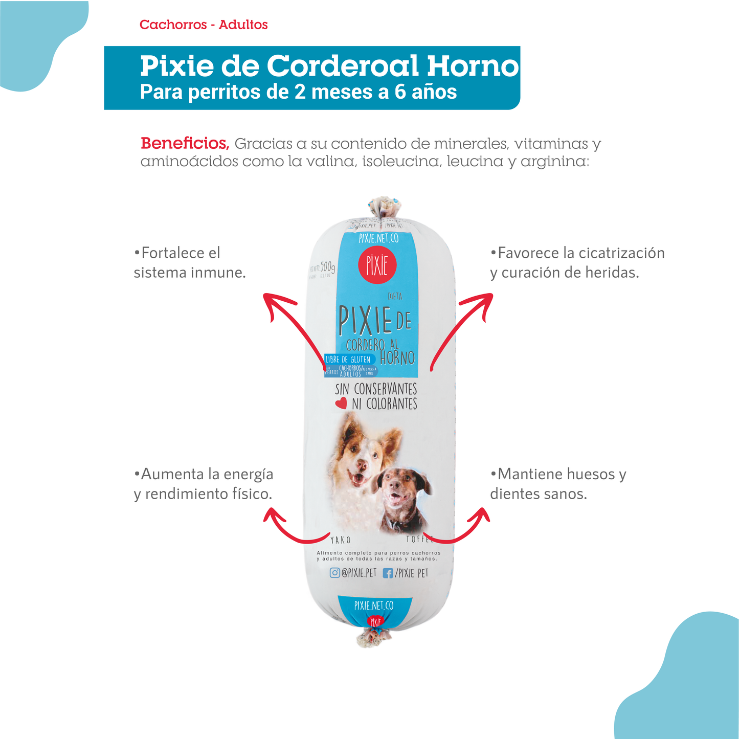 Alimento Congelado Pixie para Perro Sabor Cordero Barf Dieta Horneada