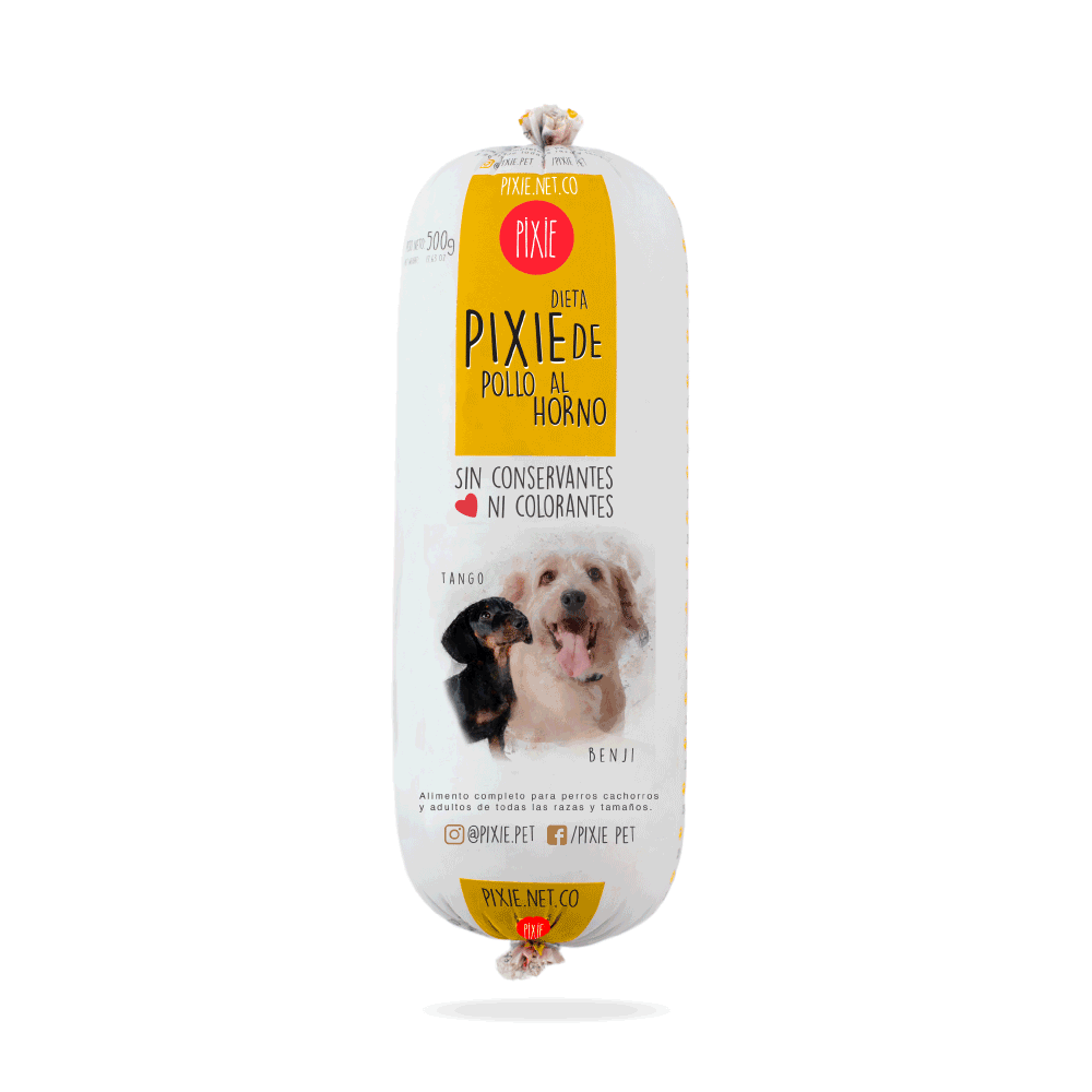 Alimento Congelado Pixie para Perro Sabor Pollo Barf Dieta Horneada
