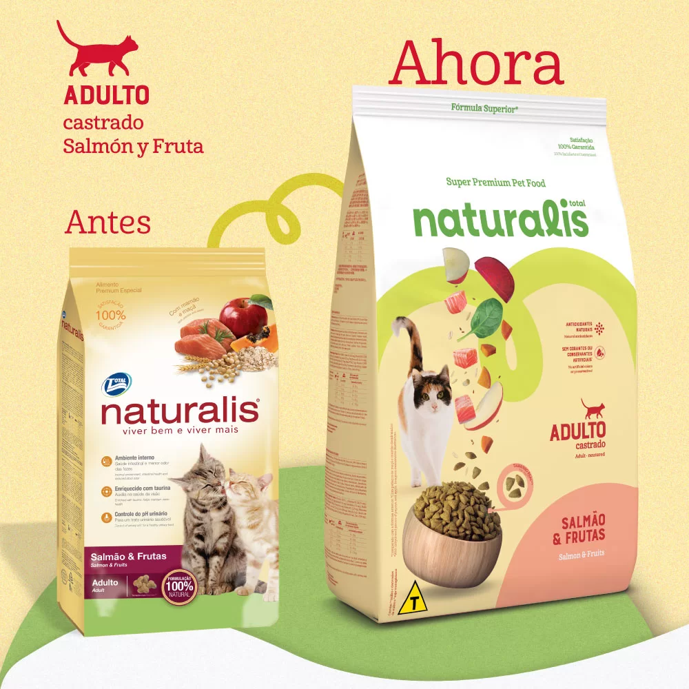Alimento Naturalis para Gato Adulto Castrado sabor a Salmón y Frutas