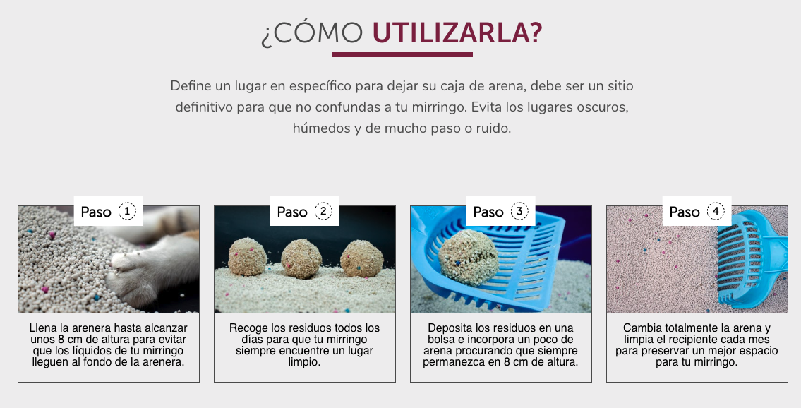 Aseo Arena Mirringo para Gatos