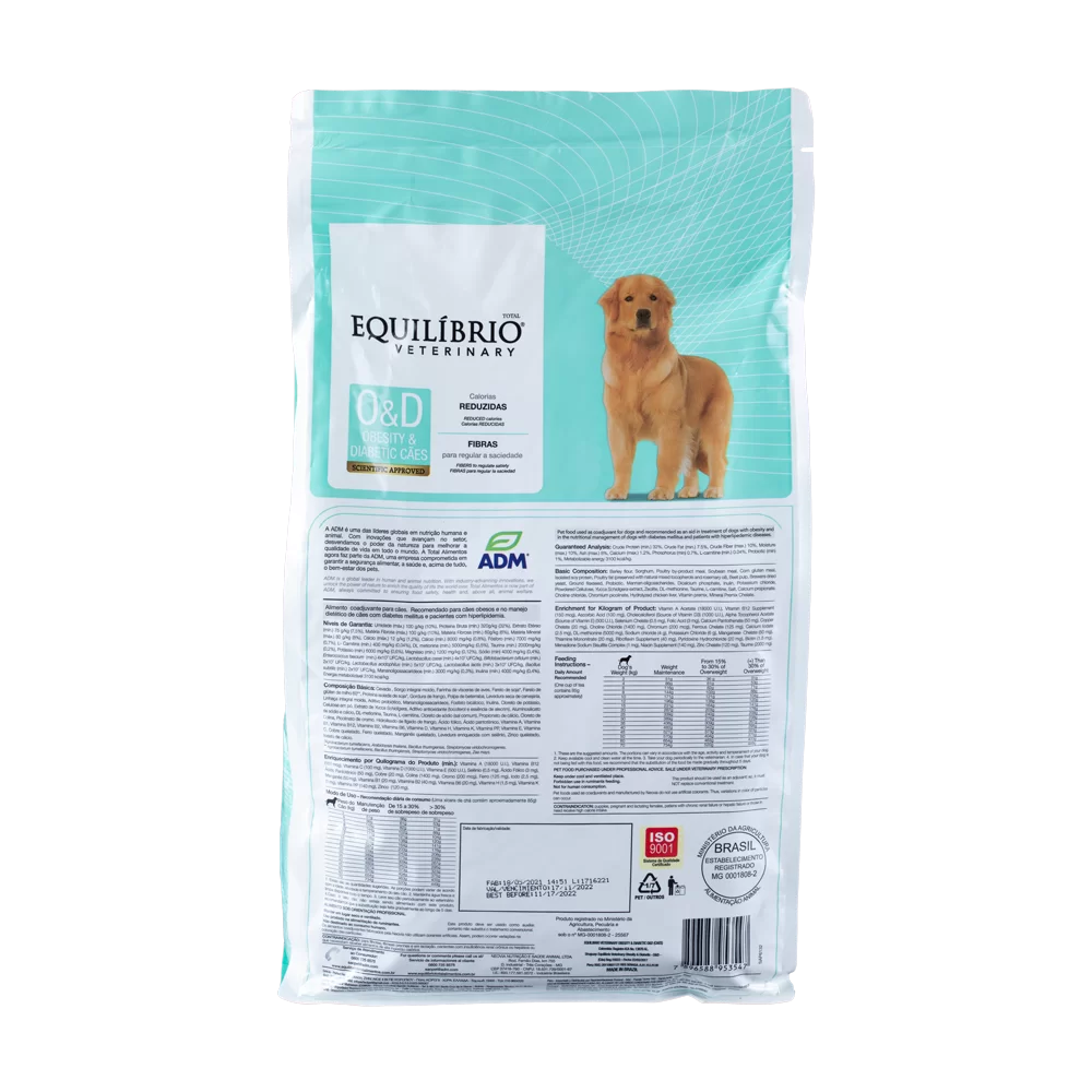Alimento Equilibrio Veterinary O&D Obesity & Diabetic para Perro Adulto de Todas las Razas