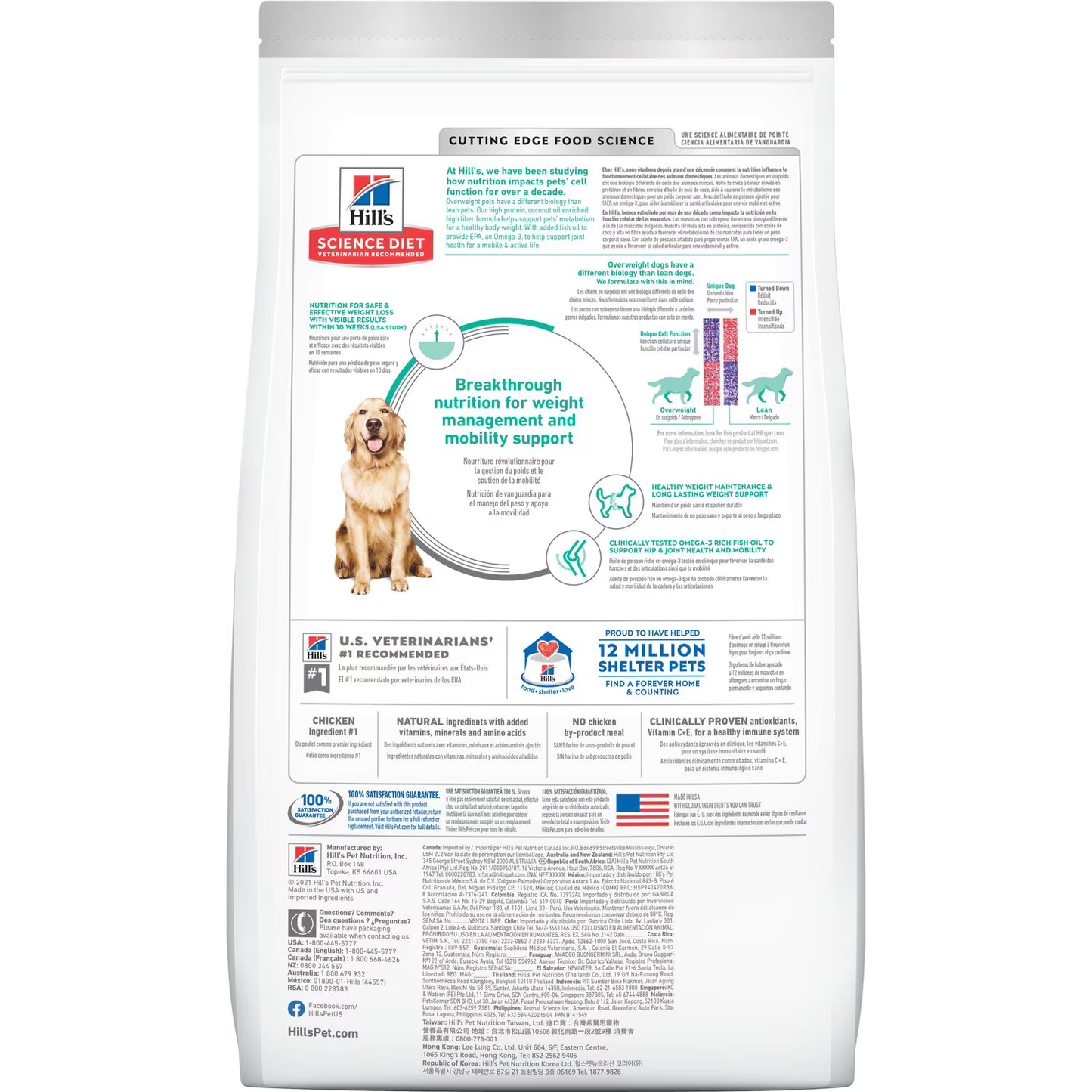 Alimento Hills Perfect Weight para Perro Adulto Control de Peso