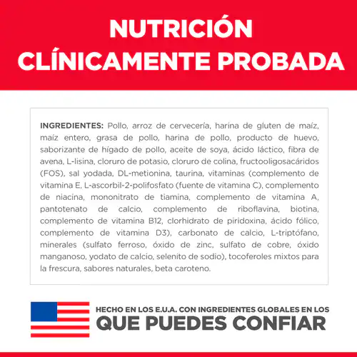 Alimento Hills Sensitive Skin & Stomach para Gatos Adultos piel y estómagos sensible