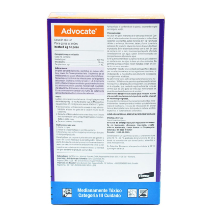 Medicamento Advocate Antiparasitario Externo e Interno para Gatos de 4 a 8 Kg