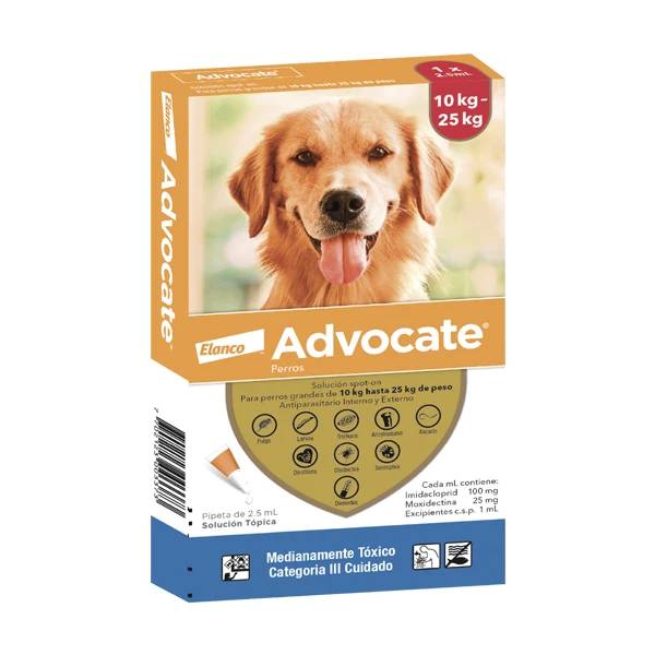 Medicamento Advocate Antiparasitario Externo e Interno para Perros de 10 a 25 Kg