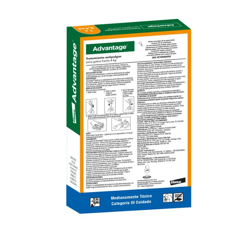 Medicamento Antipulgas Advantage para Gatos Hasta de 4 Kg