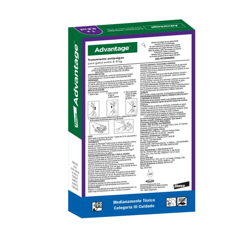 Medicamento Antipulgas Advantage para Gatos de 4 a 8 Kilos
