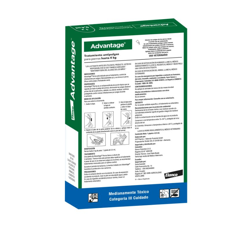 Medicamento Antipulgas Advantage para Perros de hasta de 4 Kilos