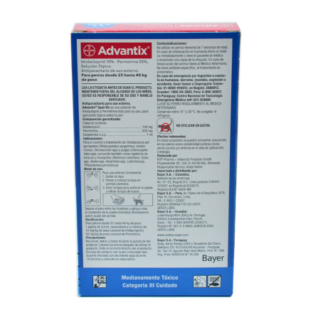 Medicamento Antipulgas Advantix para Perros de 25 a 40 Kg