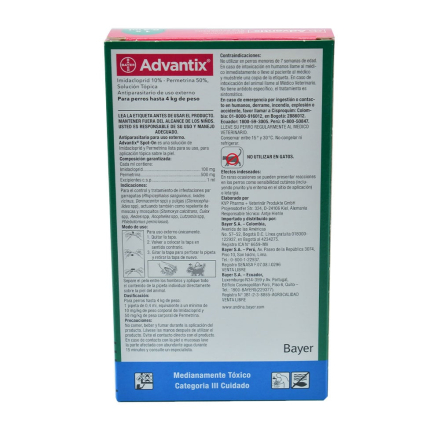 Medicamento Antipulgas Advantix para Perros de hasta 4 Kg