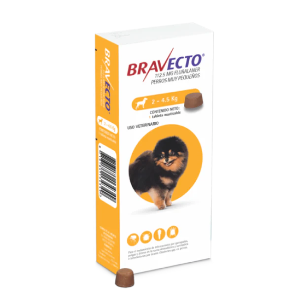 Medicamento Bravecto Antipulgas Masticable para Perros de 2.5 a 4.5 Kg