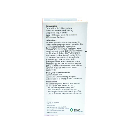 Medicamento Bravecto Antipulgas Masticable para Perros de 4.5 a 10 Kg