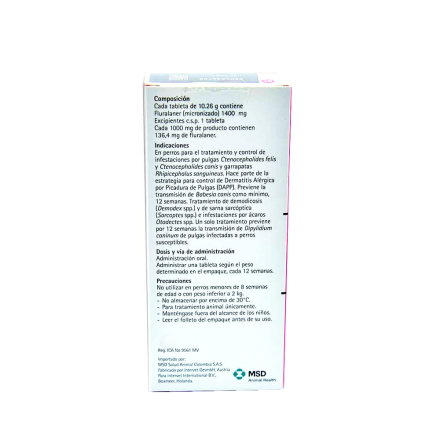 Medicamento Bravecto Antipulgas Masticable para Perros de 40 a 56 Kg