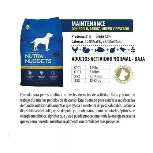 Alimento Nutra Nuggets Mantenimiento para Perros Adultos