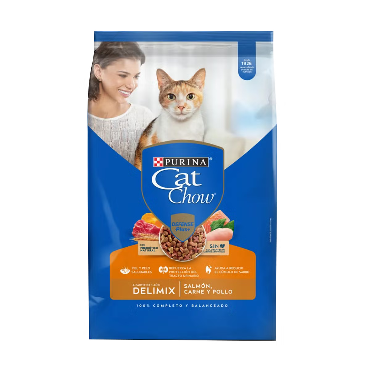 Alimento Cat Chow Delimix para Gatos Adultos Sabor a Salmón, Carne y Pollo