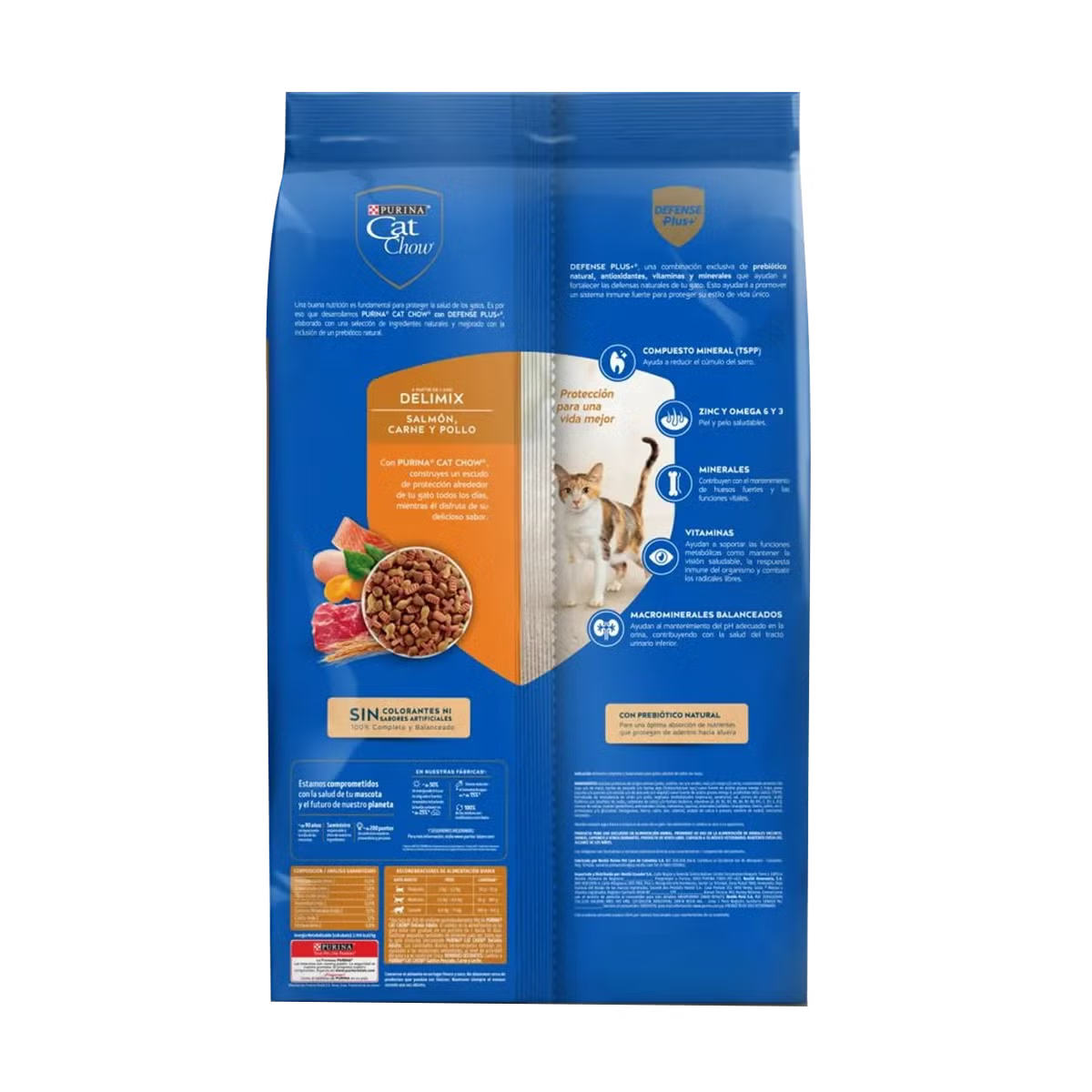 Alimento Cat Chow Delimix para Gatos Adultos Sabor a Salmón, Carne y Pollo