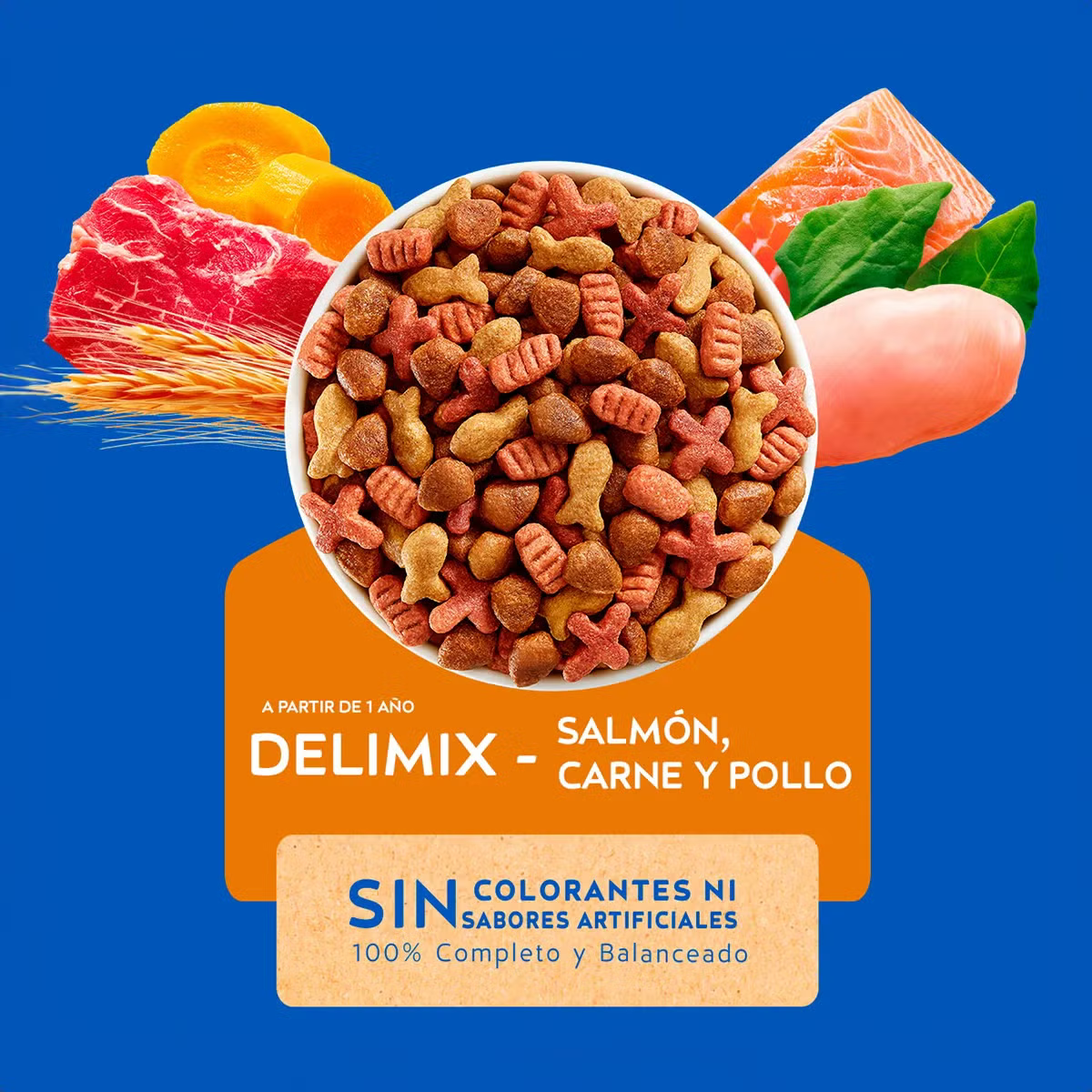 Alimento Cat Chow Delimix para Gatos Adultos Sabor a Salmón, Carne y Pollo