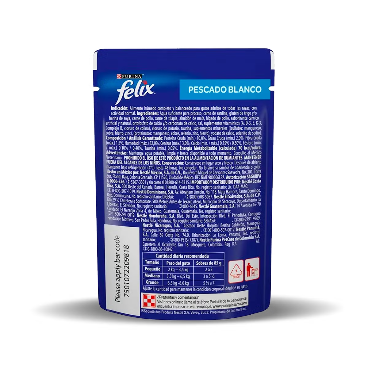 Alimento Húmedo Felix Sobre Pescado Blanco para Gatos Adultos