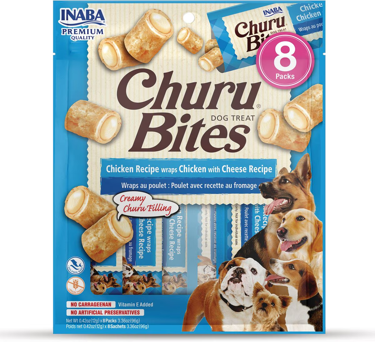 Snack Churu Bites Chicken & Cheese para Perros Sabor a Pollo y Queso X 8 Packs
