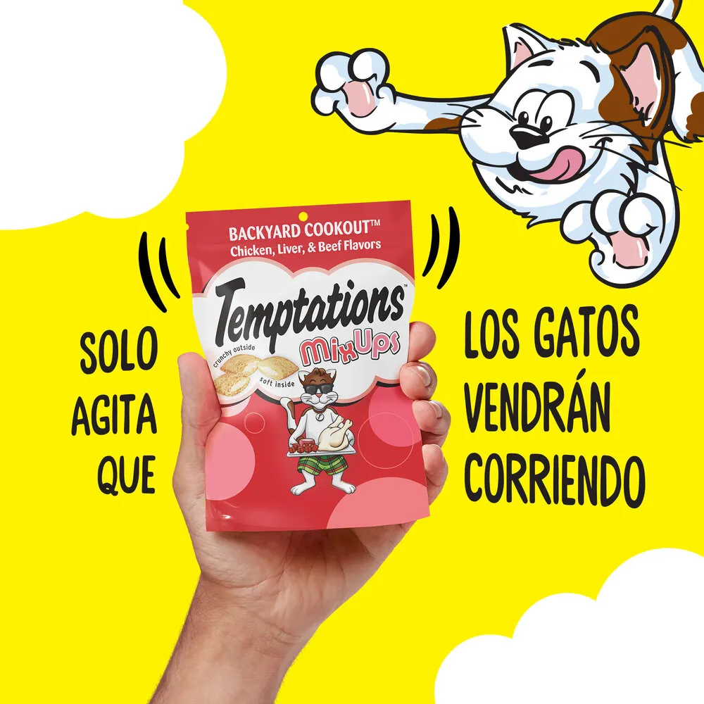 Snack Galletas Temptations Sabor a Pollo, Carne e Higado para Gato