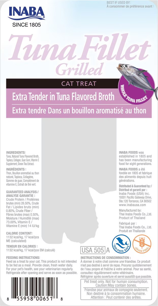 Snack Inaba Churu Filete Extra Tierno de Atún con caldo de Atún para Gato