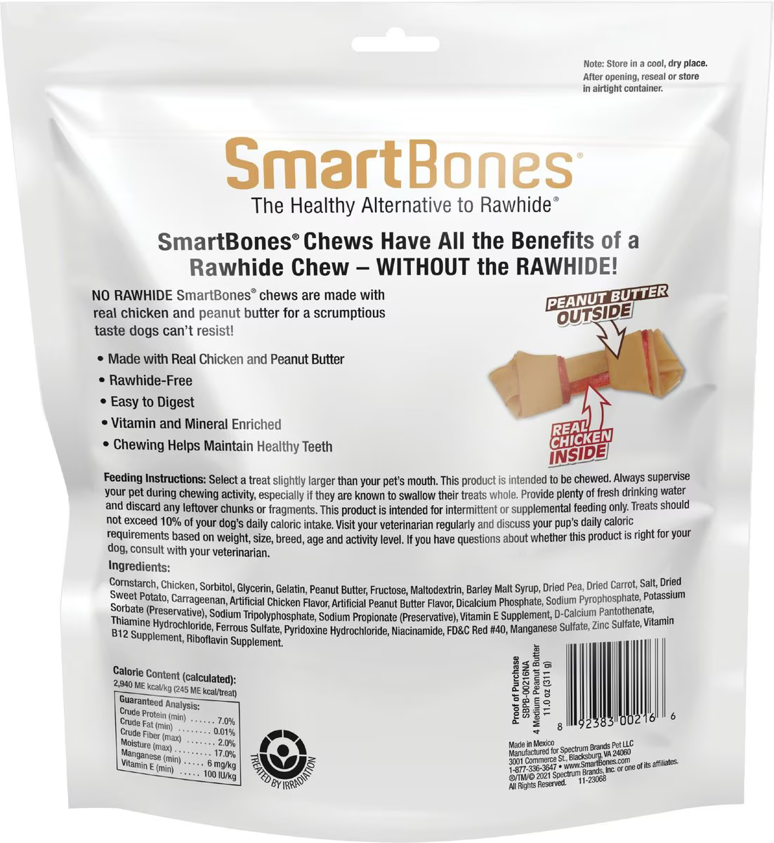 Snack SmartBones Peanut Butter para Perros X 3 Unidades