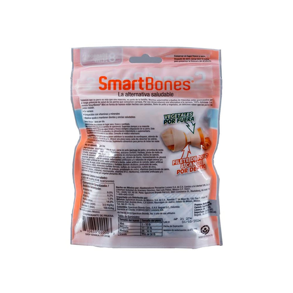 Snack SmartBones Sweet Potato para Perros X 8 unidades Mini