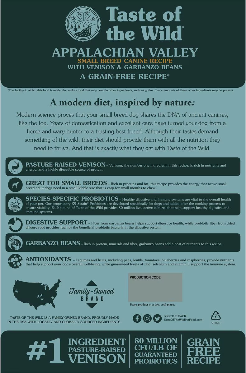 Alimento Taste of the Wild Appalachian Valley para Perro Adulto de Razas Pequeñas