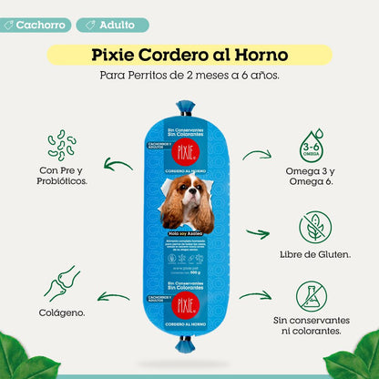 Alimento Congelado Pixie para Perro Sabor Cordero Barf Dieta Horneada