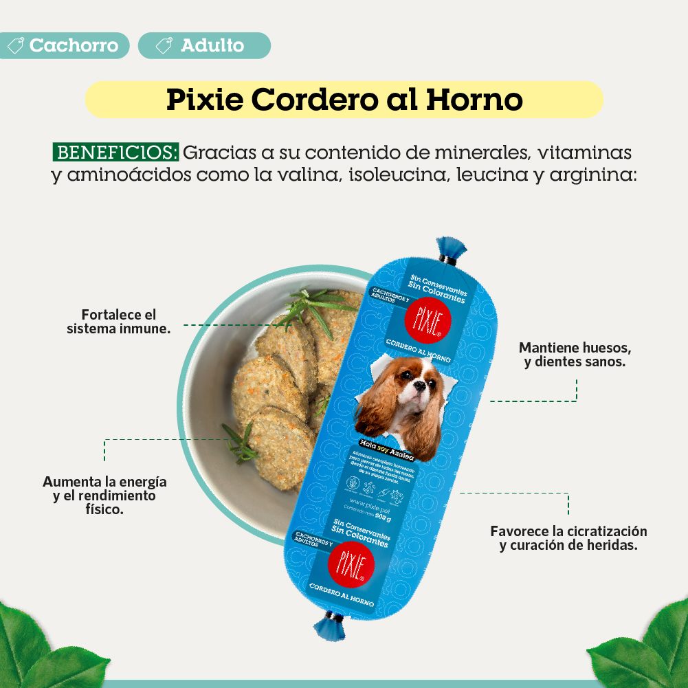 Alimento Congelado Pixie para Perro Sabor Cordero Barf Dieta Horneada