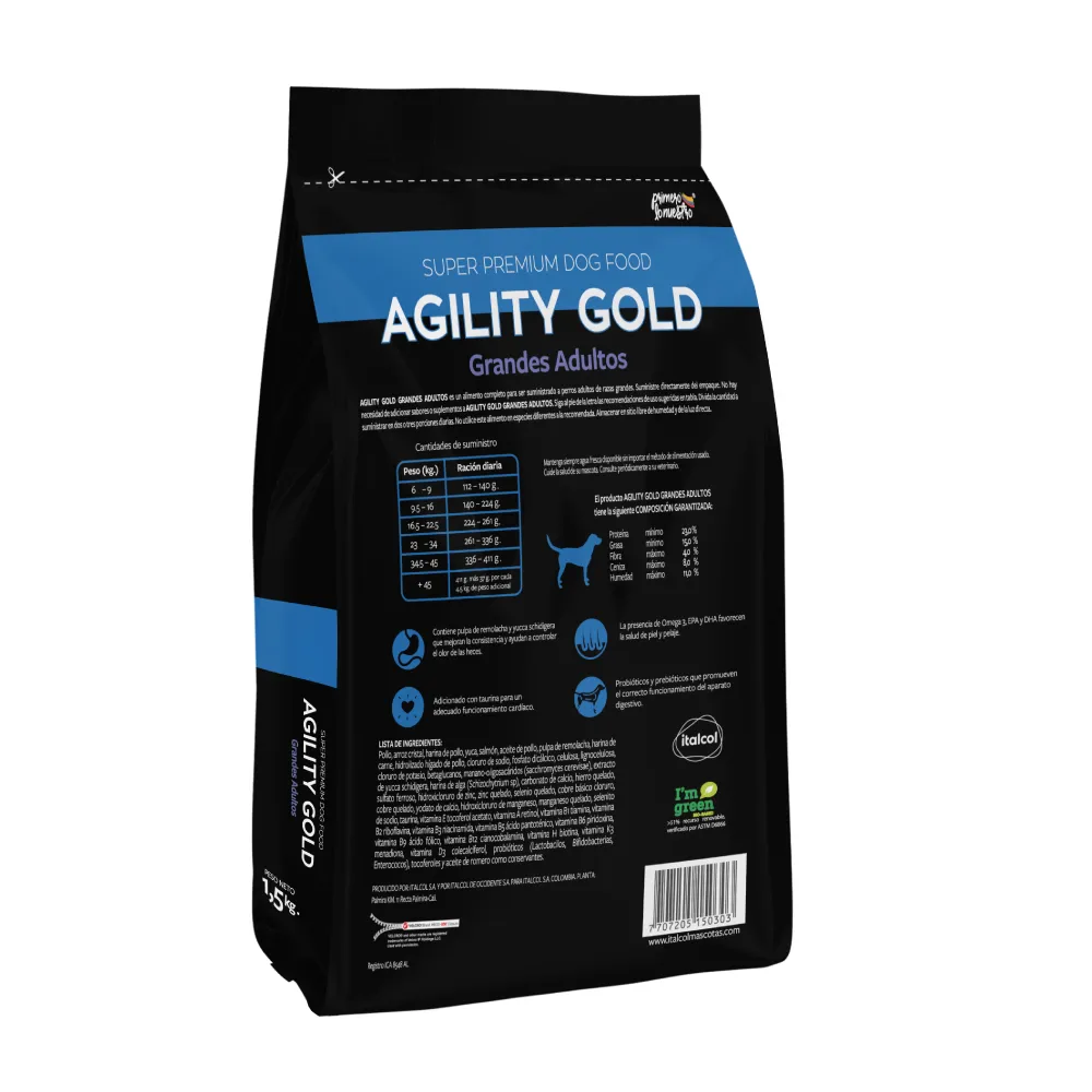Alimento Agility Gold Grandes Adultos para Perros de Razas Grandes y Medianas