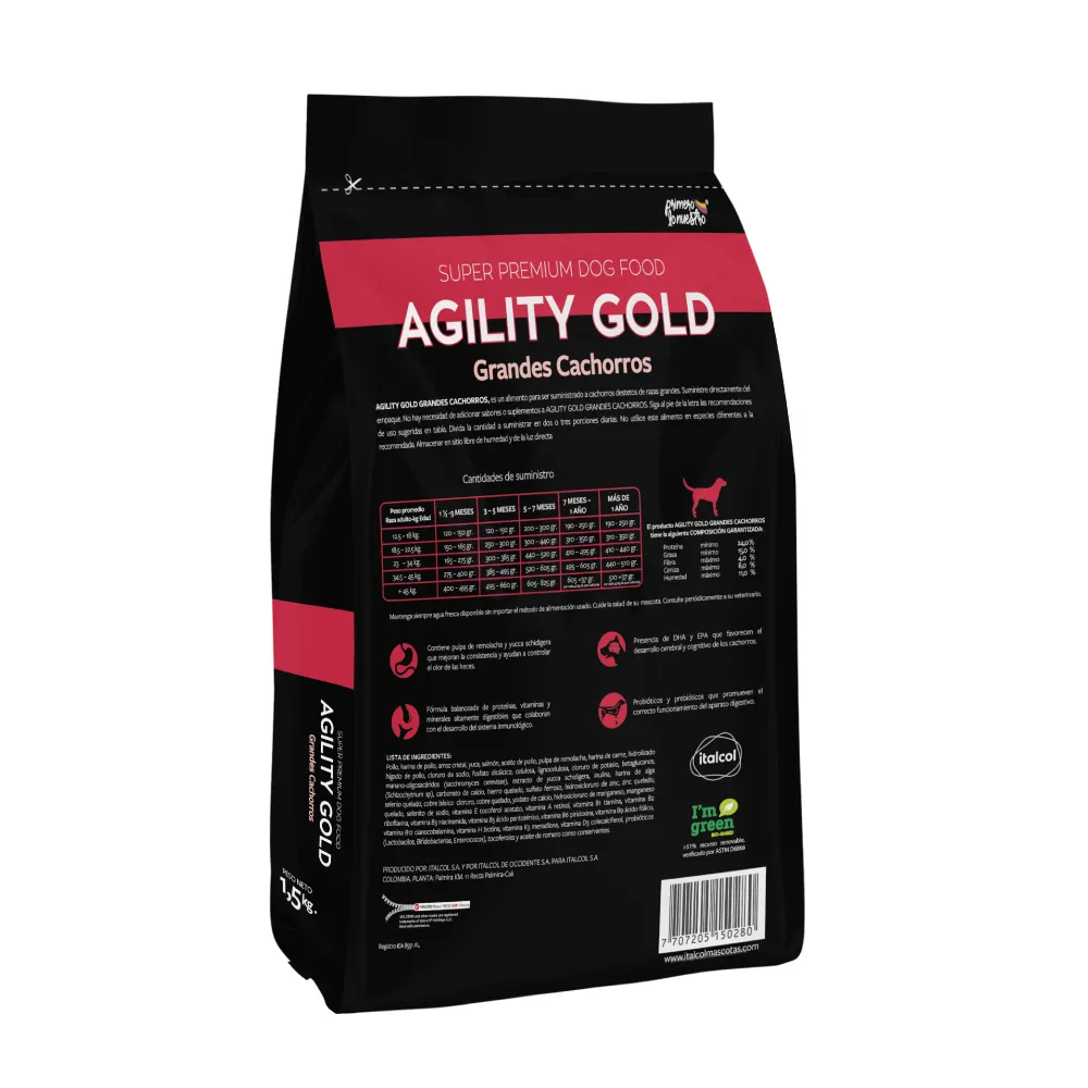 Alimento Agility Gold Grandes Cachorros para Perros Puppy de Razas Grandes y Medianas