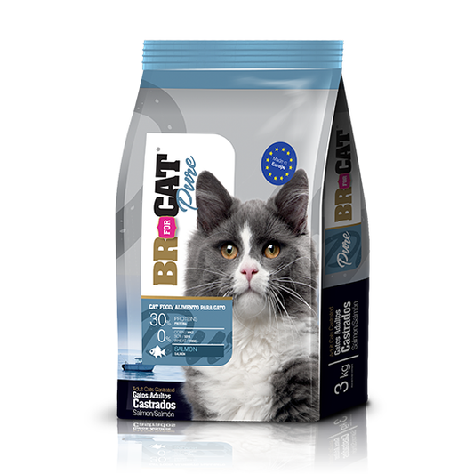 Alimento BR For Cat Pure para Gato Adulto Castrado sabor Salmón