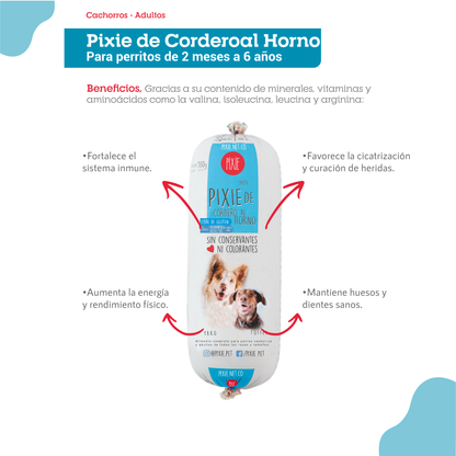 Alimento Congelado Pixie para Perro Sabor Cordero Barf Dieta Horneada
