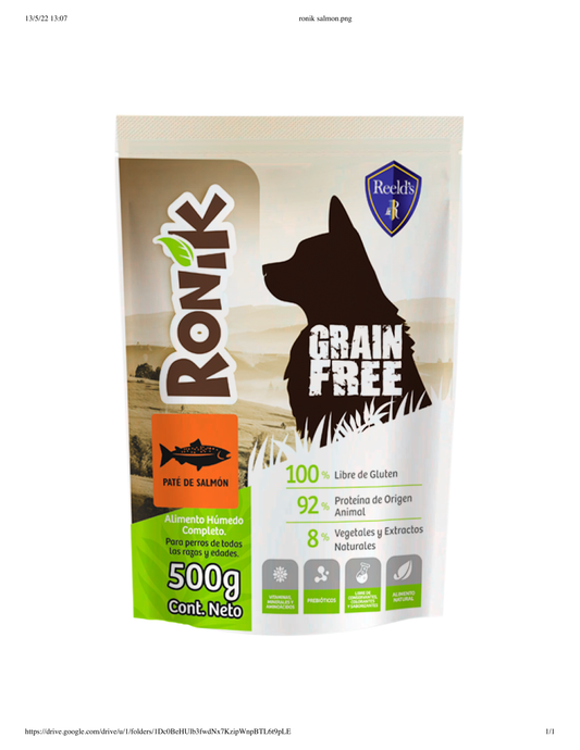 Alimento Húmedo Reelds Ronik Grain Free Sabor Salmón para Perro