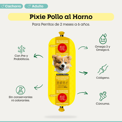 Alimento Congelado Pixie para Perro Sabor Pollo Barf Dieta Horneada