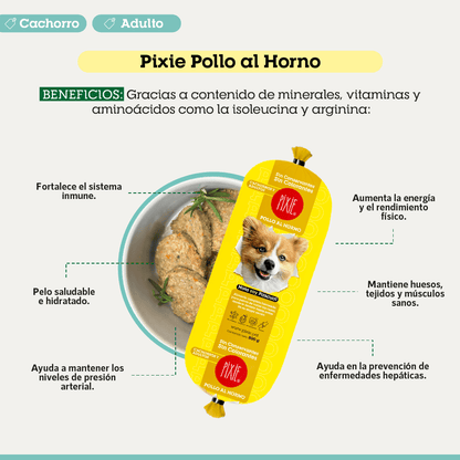 Alimento Congelado Pixie para Perro Sabor Pollo Barf Dieta Horneada
