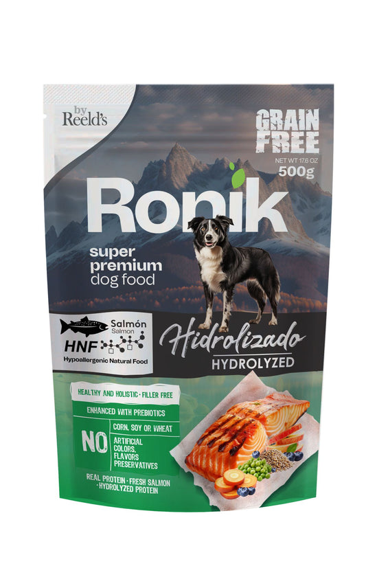 Alimento Húmedo Reelds Ronik Grain Free Hidrolizado Sabor Salmón para Perro x 500gr