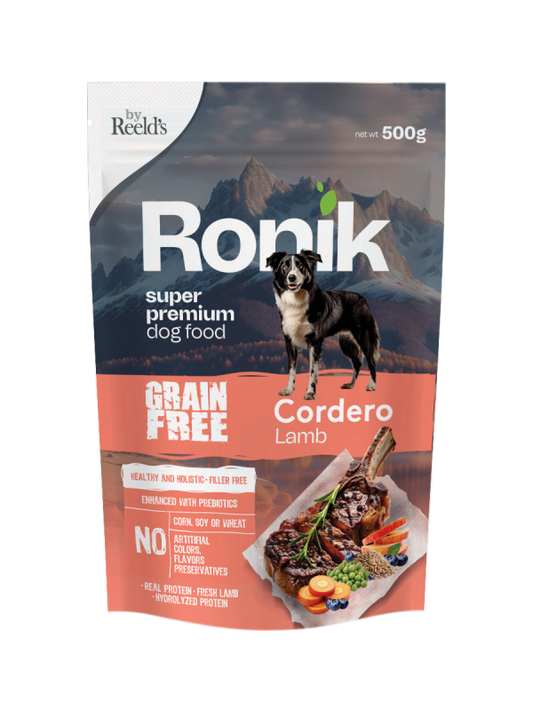 Alimento Húmedo Reelds Ronik Grain Free Sabor Cordero para Perro x 500gr