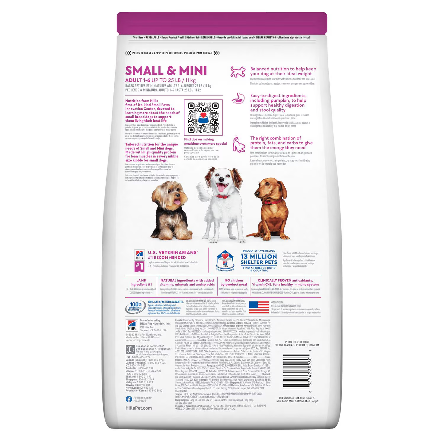 Alimento Hills Small Paws Mini para Perros Adultos Sabor Cordero y Arroz